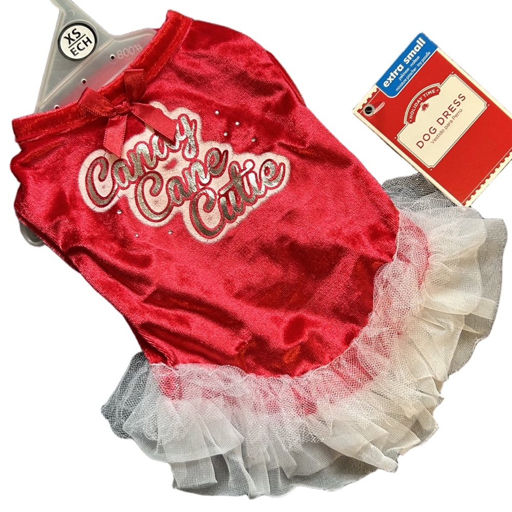 Simply Dog Holiday Time Candy Cane Cutie Dog Dress XS | Christmas Pet Outfit NWT